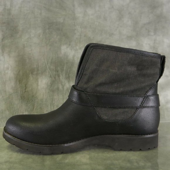 North Face BLACK/GRY Leather & Canvas BALLARD II PULL ON Ankle Boots Size 9 ANB - Picture 7 of 12